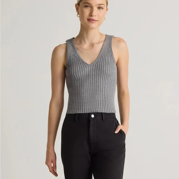 Quince Eco Knit Cropped Sweater Tank - Picture 4 of 15